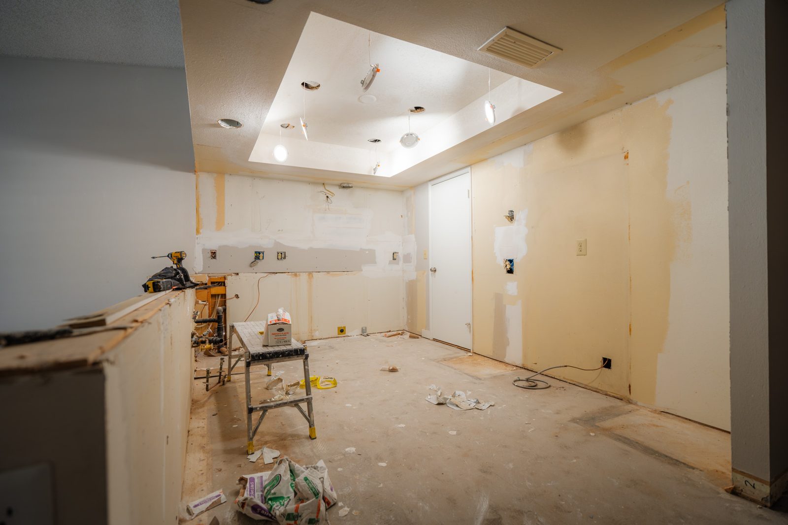 Kitchen before: gutted to the studs during reconstruction